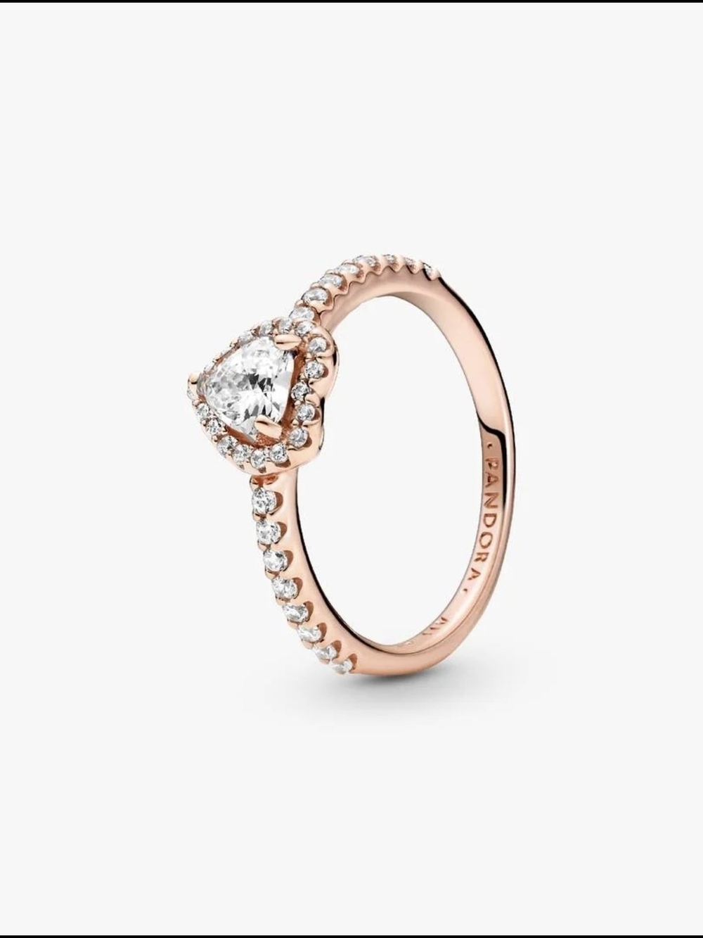 Pandora Sparkling Elevated Heart Ring 188421c02 14k rose gold plating